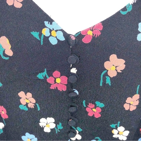 Madewell Black Button-Down V-neck Cami in Pressed Flowers Size 2 - Picture 6 of 12